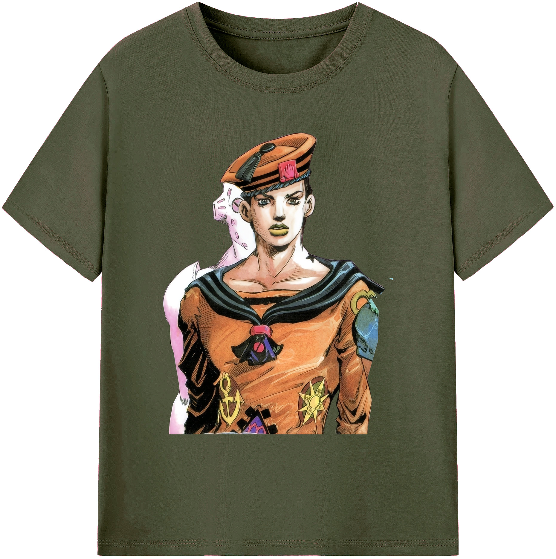 （画像用） ジョジョの奇妙な冒険 東方定助 JoJo's Bizarre Adventure Higashikata Josuke 綿100％ メンズ半袖Tシャツ｜肌触りやわらか＆通気性